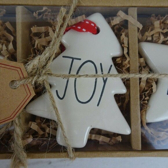 New Rae Dunn 3-PC Christmas Ornaments Ceramic Peace Joy Hope Tree Heart Star Set - Picture 6 of 11
